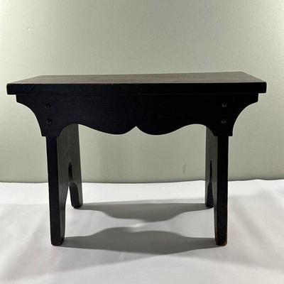 High Footrest/Step-stool | Footrest or step-stool with curved wood detail. - h. 12 x w. 17.5 in

