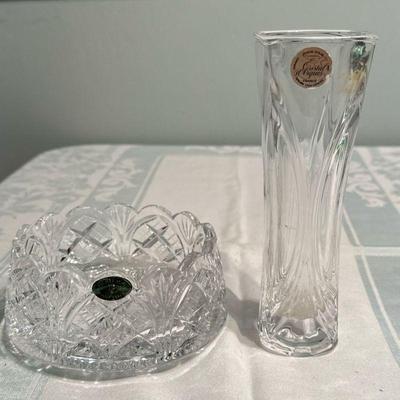 (2pc) Crystal D'Arques & Heritage Crystal | Crystal D'Arques cut crystal vase and Heritage Irish cut crystal bowl.

