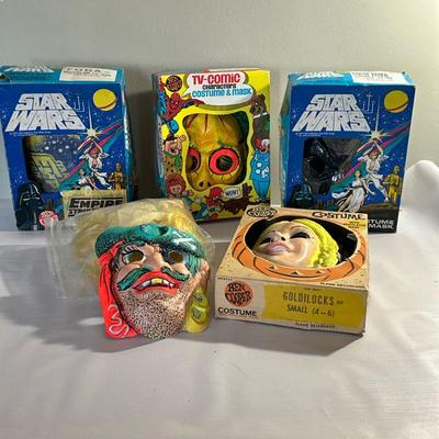 (6pc) Character Toy Masks | Vintage toy masks including Star Wars and more.

