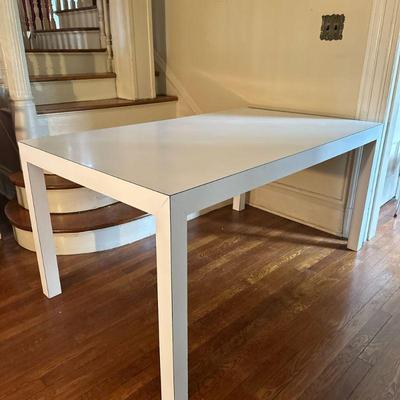 Mid-Century Parson's Table - White | Mid-century white painted (or laminate) parson's table/dining table - h. 29 x w. 36 x l....