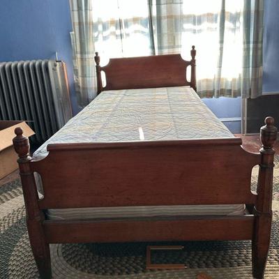 Four-Poster Twin Bed Frame | Antique Early Colonial style four poster twin-sized bed frame (mattress and boxspring included upon request)...