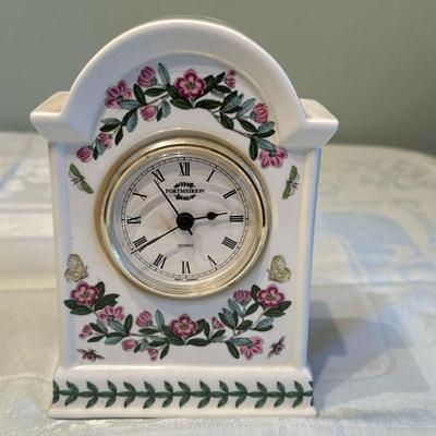 Portmeirion Desk Clock | Vintage porcelain desk/mantle clock from the "Botanic Garden" Collection by Portmeirion. - h. 6.5 x w....