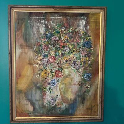 Painting - Still Life "Floral Vase" | Modern abstract painting of a vase of flowers. Signed by artist: "Sr Margaret...