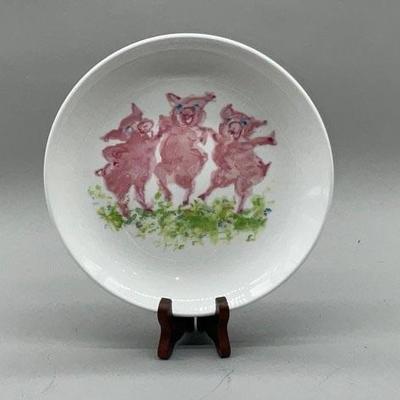 Tiffany and Co. Dancing Pigs Plate