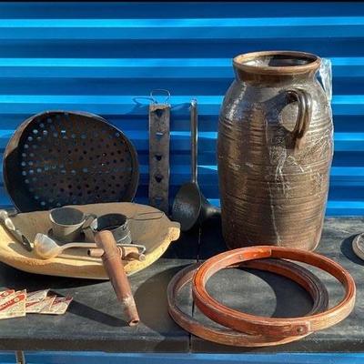 Primitive Wood Dough Bowl and kitchenware