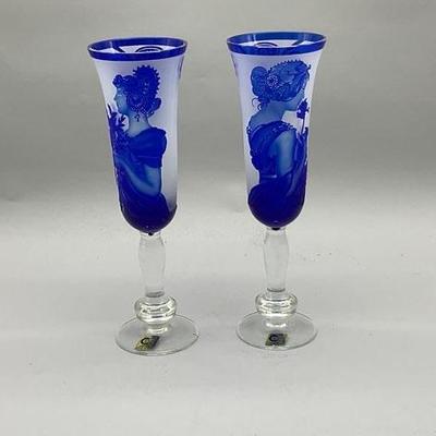 Capella Footed Blue Glass