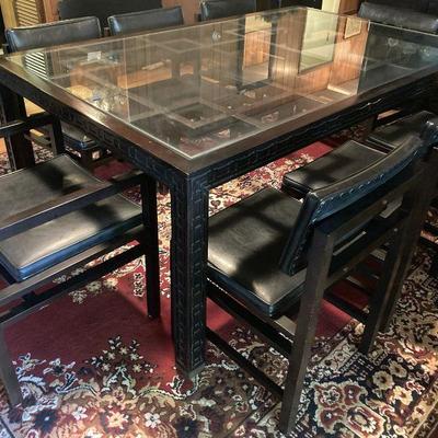 Tw209v asian inspired dining room table and chair set