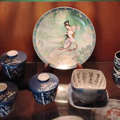 Tw123 japanese sake set with plate bowls