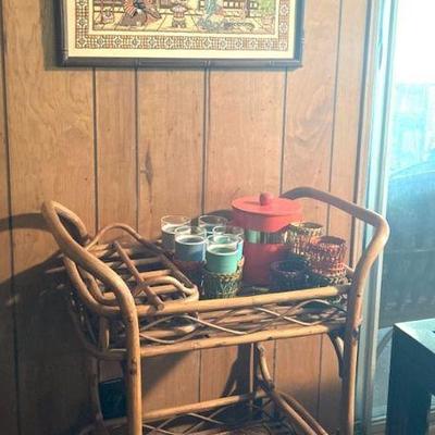 Tw188 bamboo cart drinkware, and embroidered art
