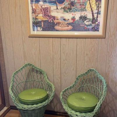 Tw139a green rattan chairs