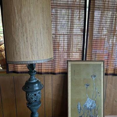 Tw196 vintage japanese wall art and floor lamp