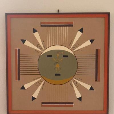 Vintage Wilson Price Sand Art, 1973 – MCM Frame w/ Orange Fabric Mat	
