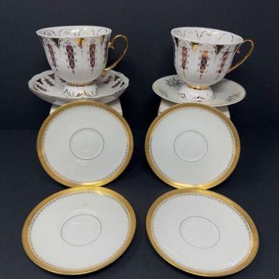 J.W. Grant & LOMONOSOV Porcelain Cups & Saucers	