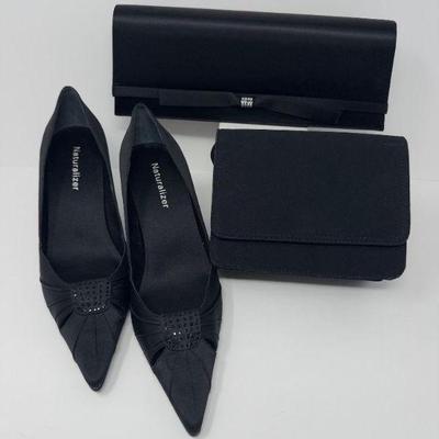 Elegant Black Evening Set – Naturalizer Heels & Formal Clutches	