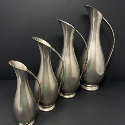 MCM Royal Holland Pewter Ewer Set – 4-Piece Collection in Varying Size	