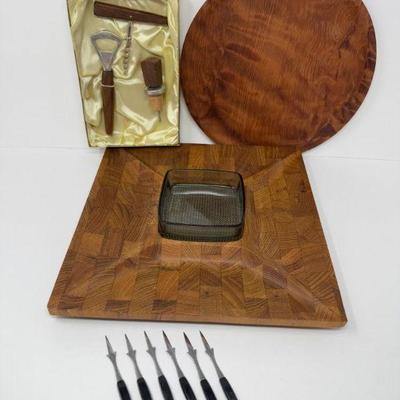MCM Serving Set - Large Wood Serving Tray, Japanese Food Picks, & More	