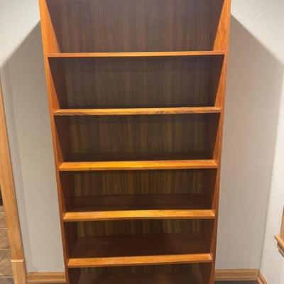 Teak Veneer Bookcase – Classic Style w/ 6 Shelves - Set 1	