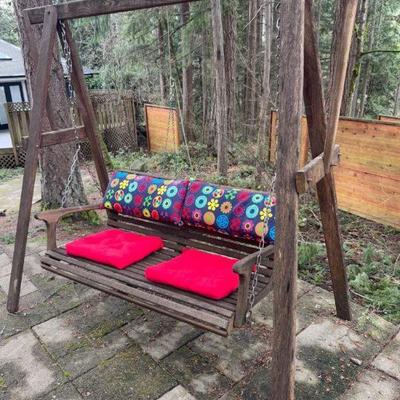 Outdoor Garden Swing Seat w/ Colorful Cushions - Set 2	