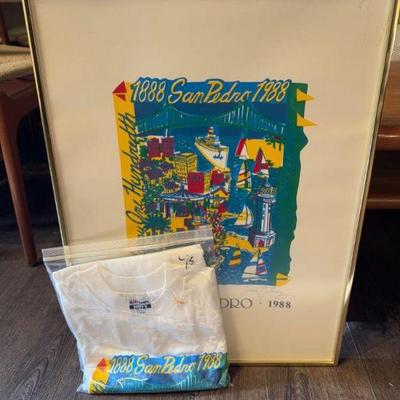 Vintage 1988 San Pedro Commemorative Print w/ Matching Hanes T-Shirt	