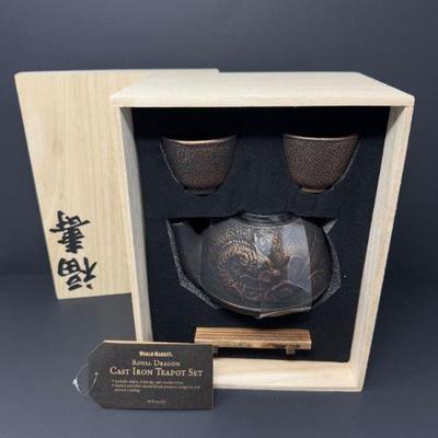Brand New World Market Royal Dragon Cast Iron Teapot Set – In Box	