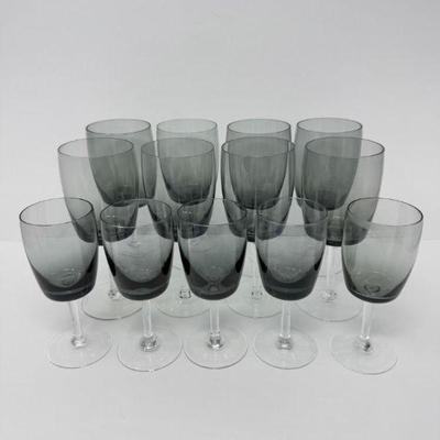 MCM Smoke-Tinted Stemware – Set of 13 (5 Small, 8 Large)	