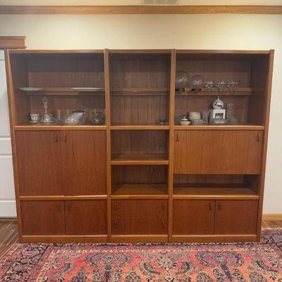 Vintage Teak Wall Unit w/ Drop-Down Bar & Storage	