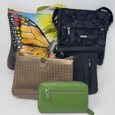 Handbag & Wallet Lot - Butterfly Crossbody, Baggallini Go Bag & More	