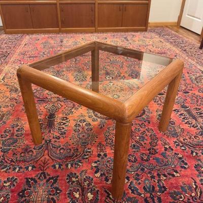 Vintage MCM Teak D-Scan Side Table – Glass Top, Singapore	