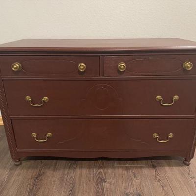 Antique Venetian Style Dresser Brown Finish w/ Gold Accents	