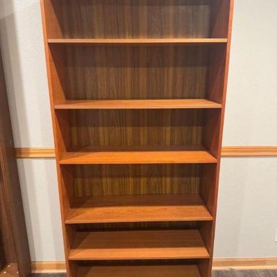 Teak Veneer Bookcase – Classic Style w/ 6 Shelves - Set 2	