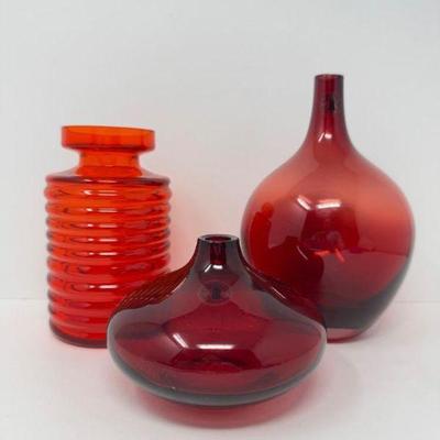 Hand-Blown Glass Vases – Likely IKEA Salong Vases + Orange Ribbed Vase	