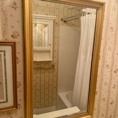 Beveled Gold Framed Mirror
