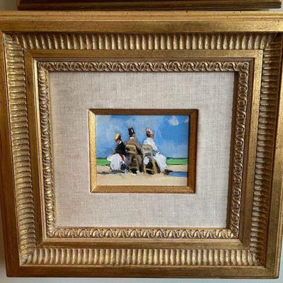 Framed Canvas 4” x 5” Oil Painting “Côte Emeraude” by Fred McDuff — with Provenance
