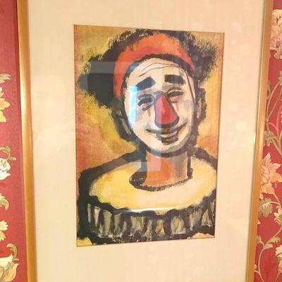 Framed Clown Home Decor 15” x 20”
