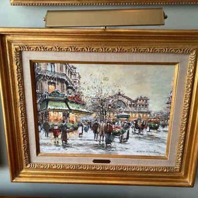 Original Canvas Painting “La Gare de l’Est” by Antoine Blanchard — Authenticated
