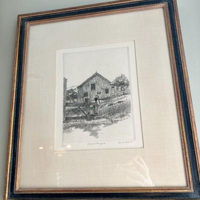 David Holmes “Virginia Farmyard” Original Signed Etching 7/50 & Authentication
