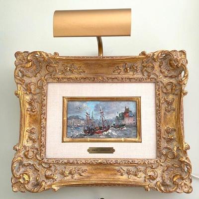 Authenticated Painting "Les Chalutiers Soertent de Honfleur" by Andre’ Hambourg

