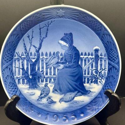 1955 Royal Copenhagen Christmas Plate Blue White Danish Fano Girl Denmark Kai
