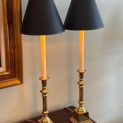 (2) Metal Candlestick Lamps
