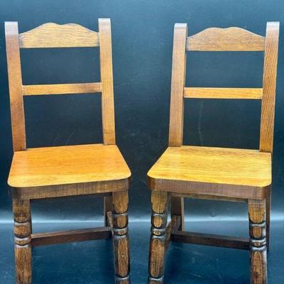Wooden Doll Table & (2) Chairs
