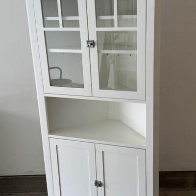 White Wooden Corner Cabinet
