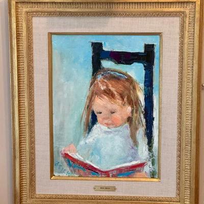 Original Mary Beich Painting “My Books” With Authentication
