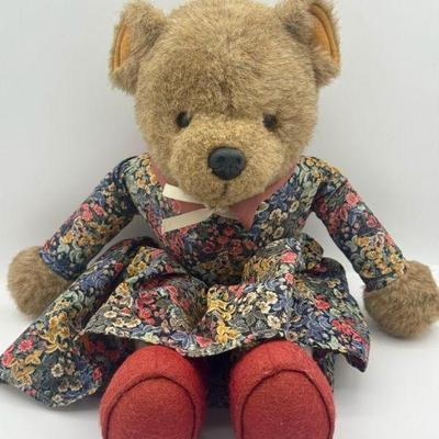 Rare VIntage Little Folk Tiverton Sitting Bear Plush Toy In Dress 14 “
