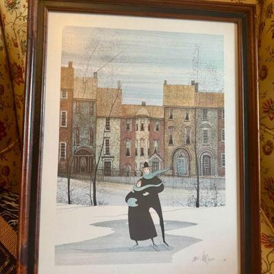 Signed & Numbered “The Skaters" by P. Buckley Moss LE Print
