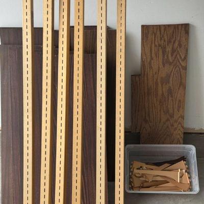 Metal Post Track Buildable Shelf With Wood Shelves
