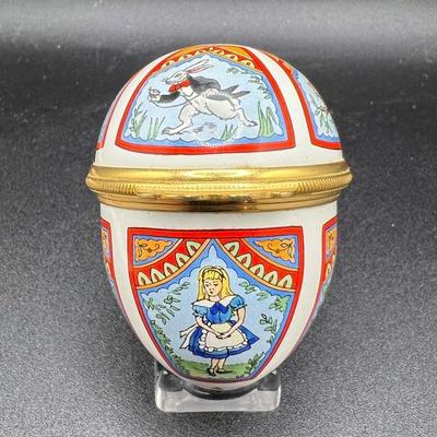 Alice in Wonderland Halcyon Days Enamel Easter Egg Trinket Box
