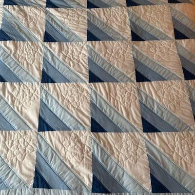 Beautiful Blue Sewn Quilt
