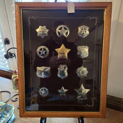 Franklin Mint (12) Sterling Silver Western Lawmen Badges-One badge plated with 24k Gold