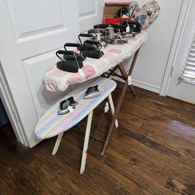 Vintage Ironing board and irons