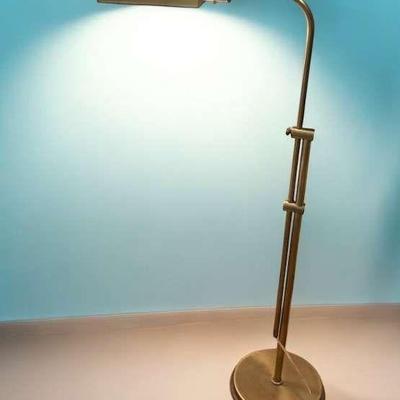 Mcm brass adjustable library floor lamp